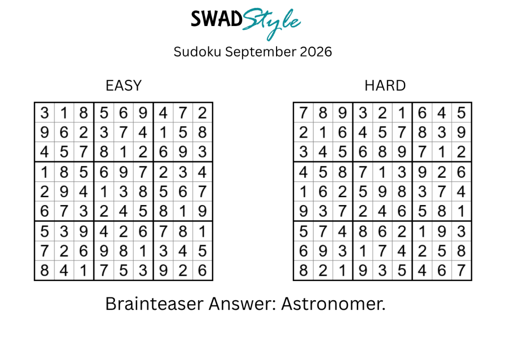 Sudoku Answers September 2026