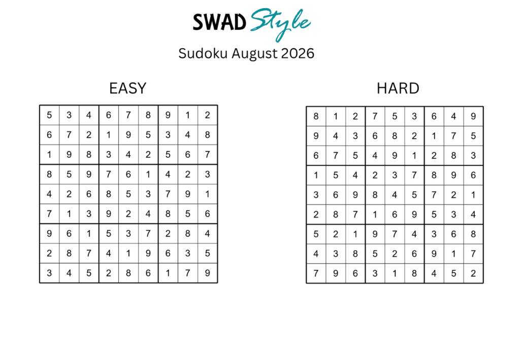 Sudoku August 2026